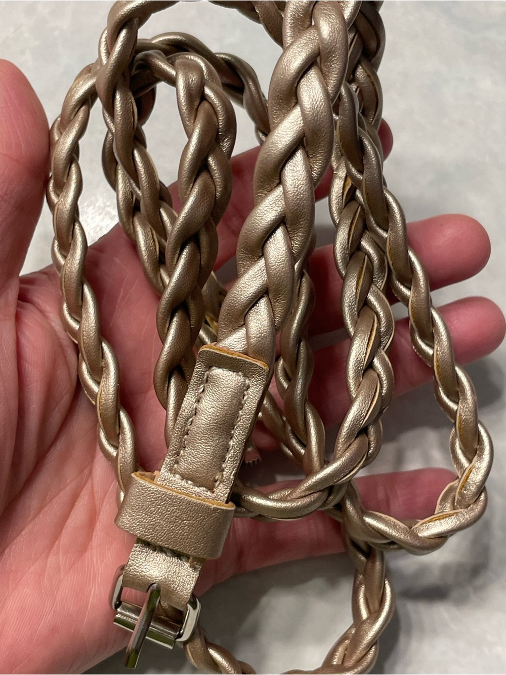 Skinny Braided Metallic Gold Women's Belt